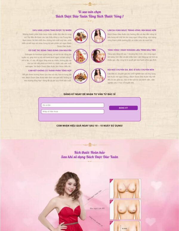 Thiết kế landing page đẹp về kem nở ngực (KISO17894) - Ảnh 3
