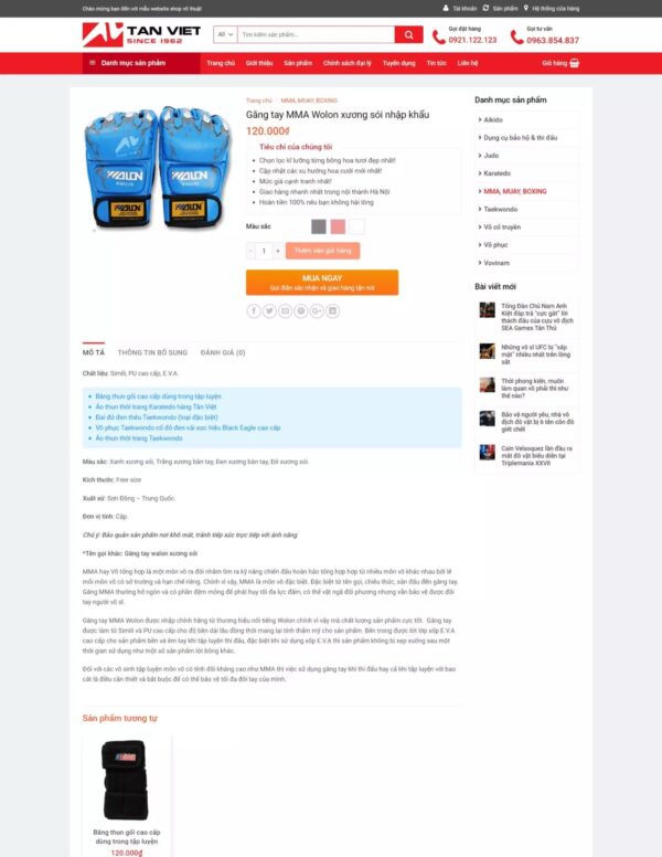 Thiết kế website bán đồ võ (KISO17743) - Ảnh 3