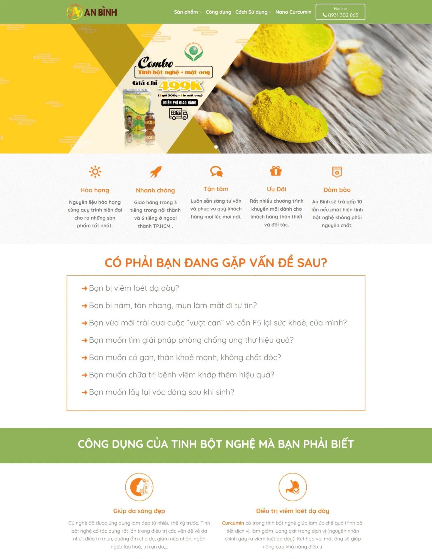 Thiết kế website bán tinh bột nghệ