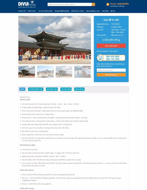 Thiết kế website du lịch DiVui Travel (KISO17916) - Ảnh 3