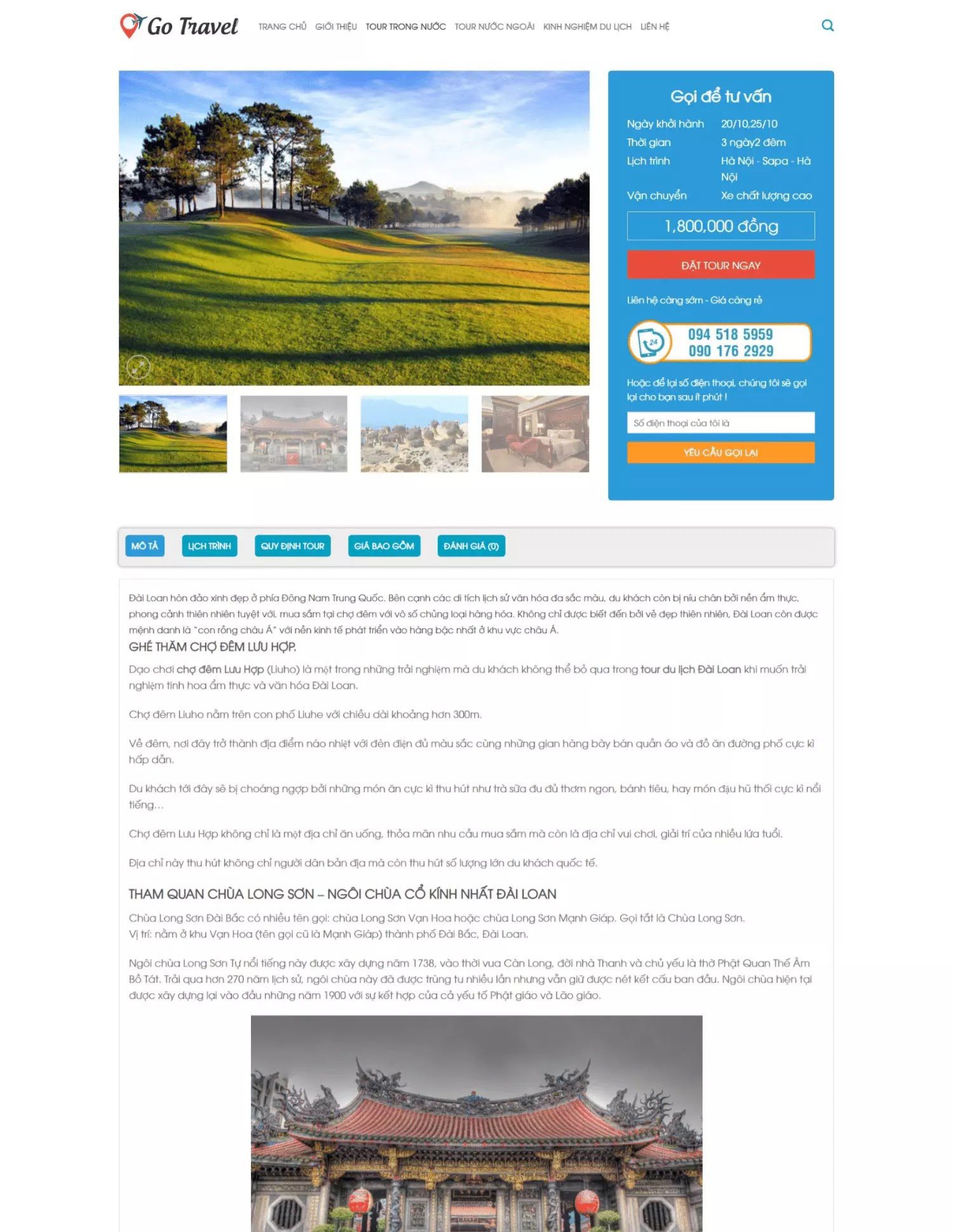 Thiết kế website du lịch Go Travel (KISO17910) - Ảnh 3