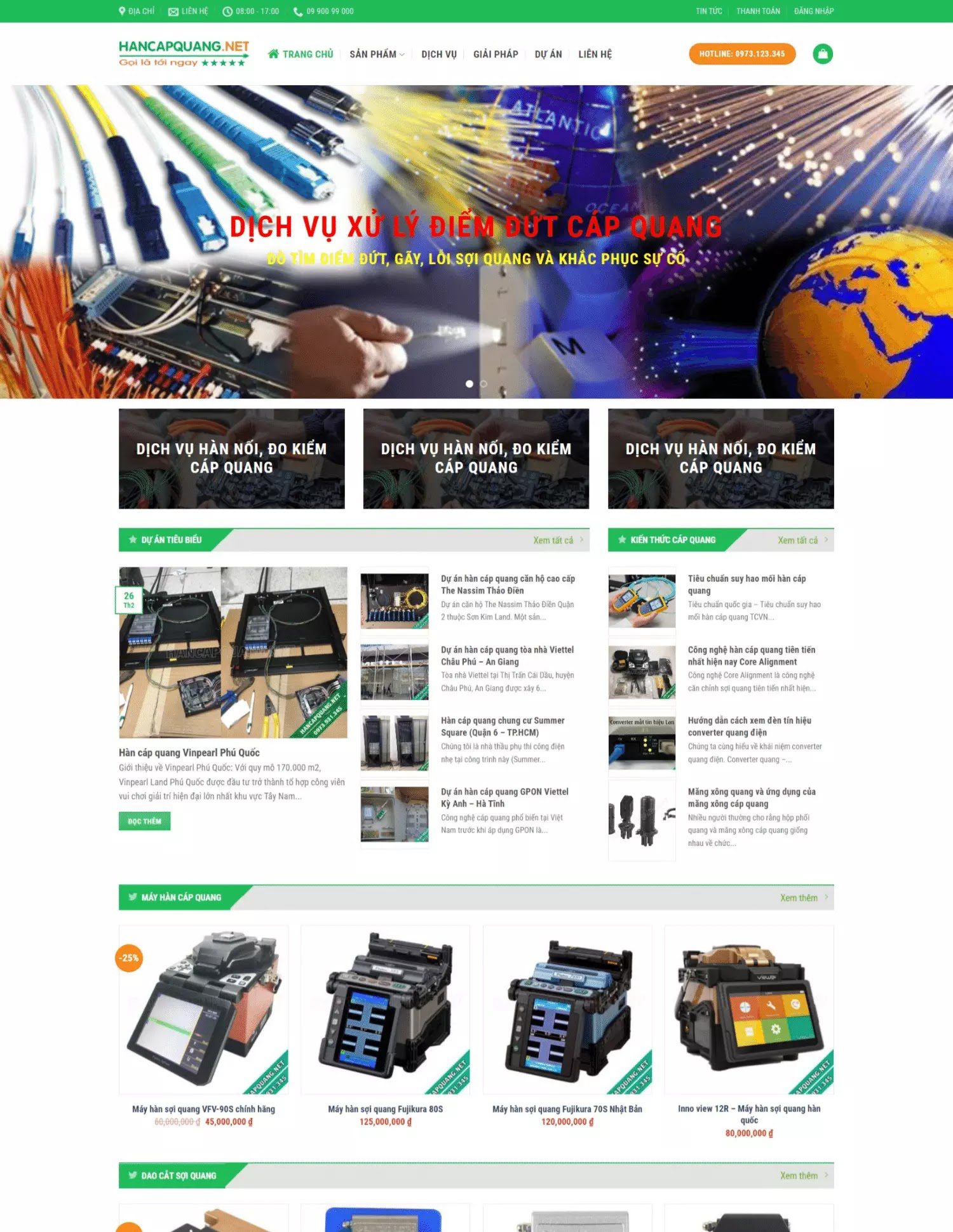 Thiết kế website hàn cáp quang