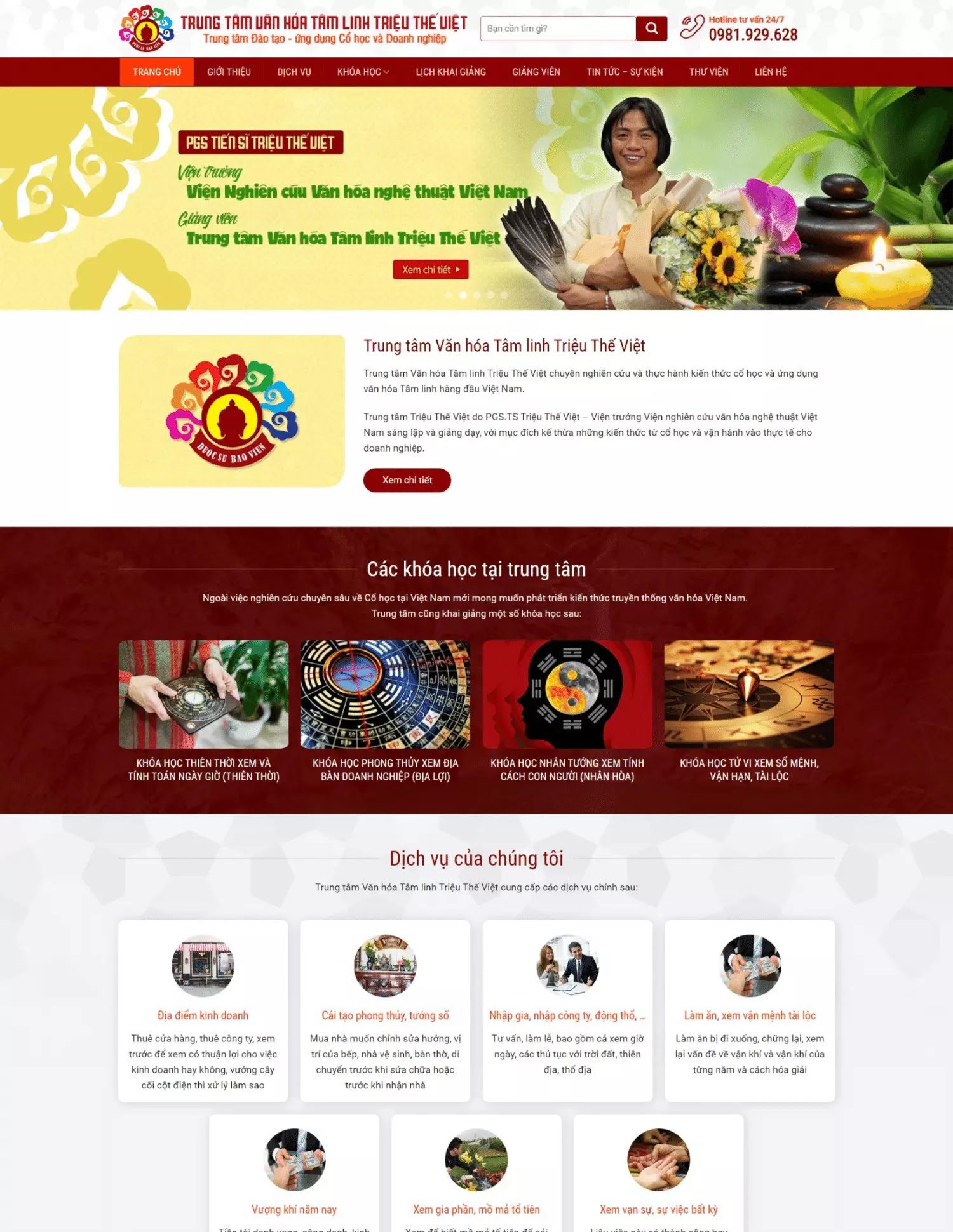 Thiết kế website khoá học phong thuỷ