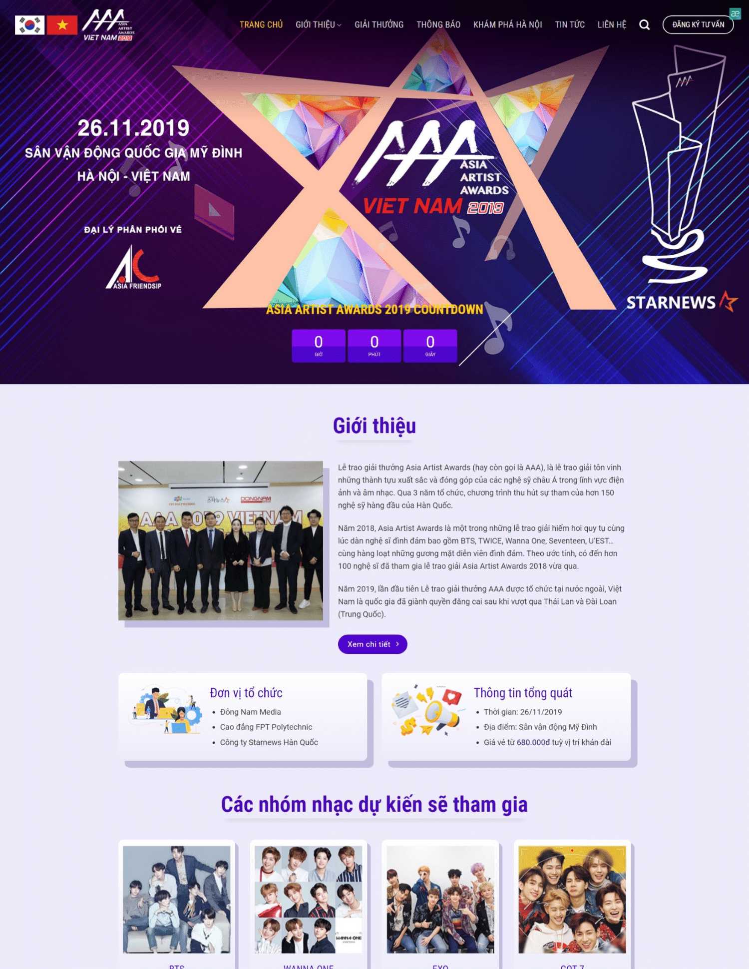 Thiết kế website sự kiện