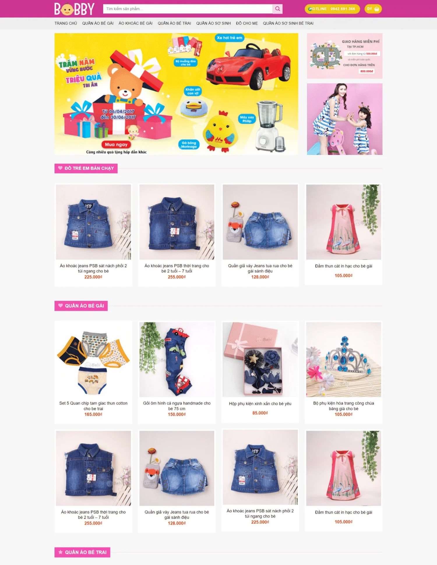 Thiết kế website thời trang trẻ em