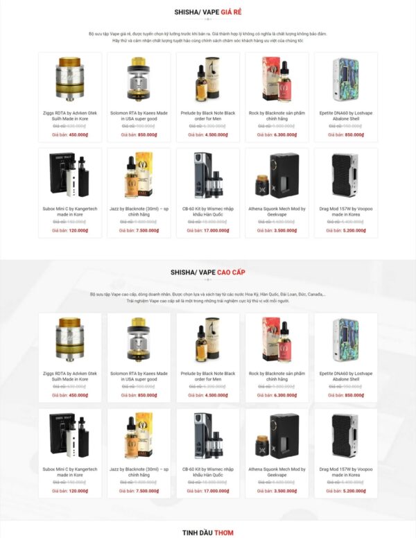 Alternative view of Thiết kế website bán thuốc lá điện tử Vape (KISO18254)