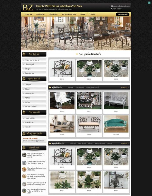 Thiết kế website dịch vụ sắt mỹ nghệ