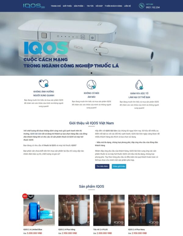 thiết kế website thuốc lá điện tử